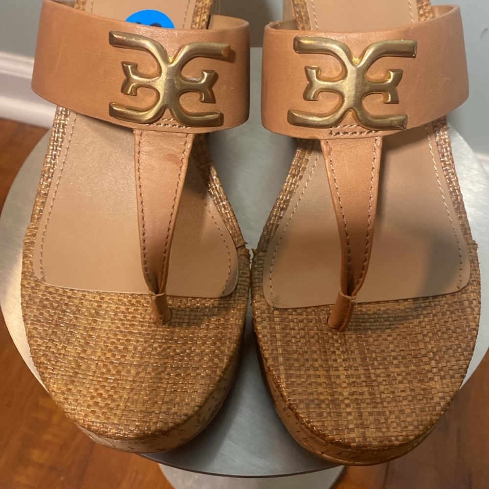 NWOT SAM EDELMAN YARDLIE TAN CORK THONG SANDALS - Picture 7 of 15